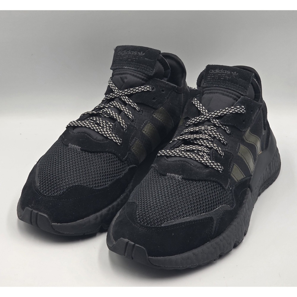 adidas Nite Jogger Triple Black Men's Size 10 BD7954 Shoes Sneakers - Picture 2 of 12